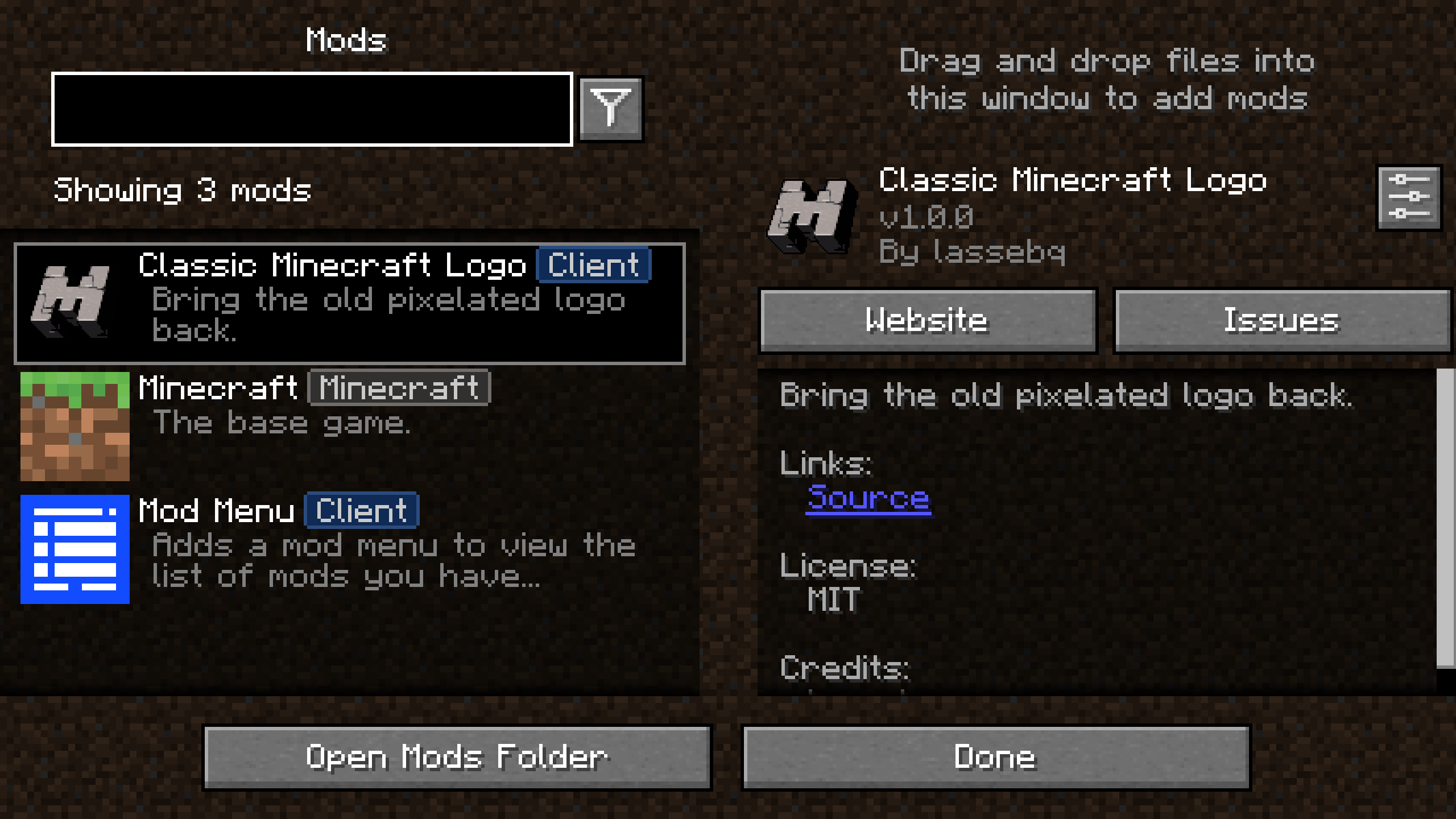 Classic Minecraft Logo