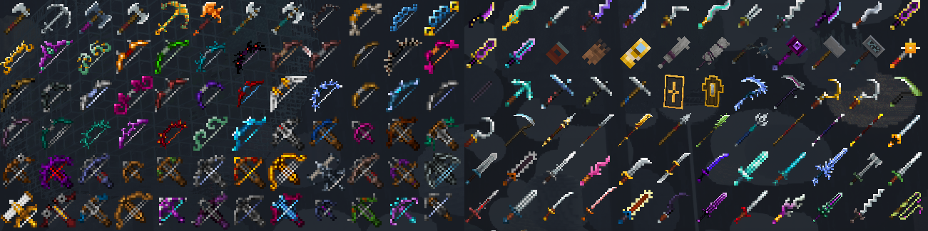 MC Dungeons Weapons