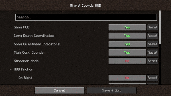 Minimal Coords HUD