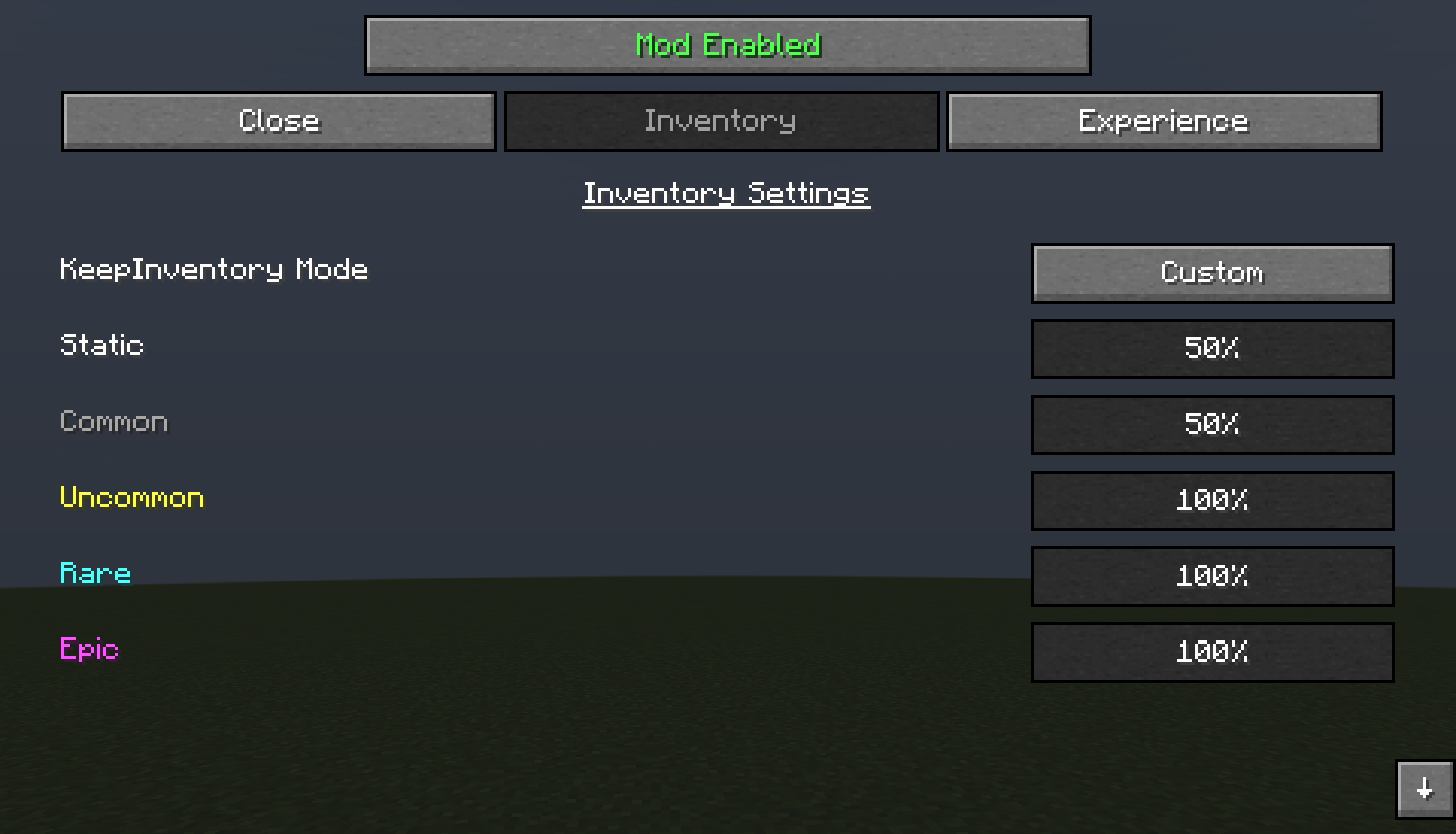 Partial Keepinventory