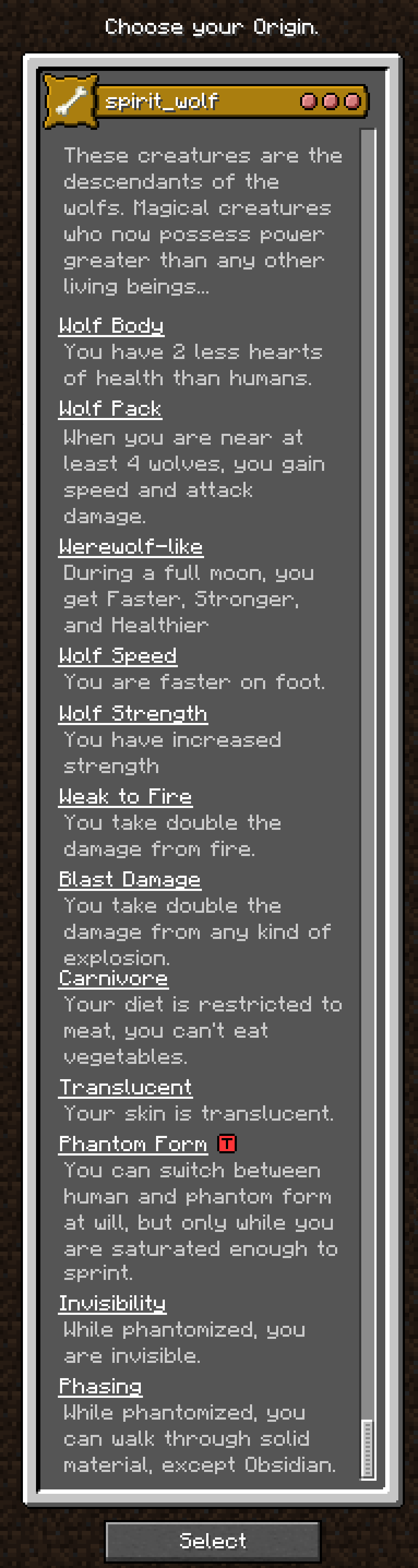 Spirit Wolf Origin Datapack